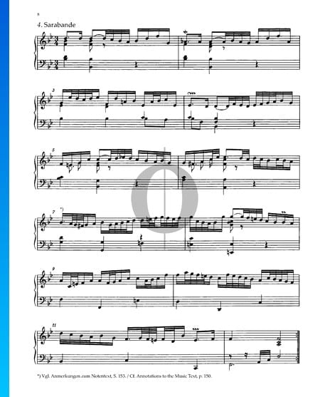 Partita 1, BWV 825: 4. Sarabande Musik-Noten