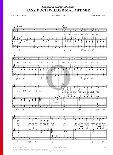 Tanz doch wieder mal mit mir Sheet Music