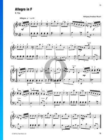 Allegro In F (KV 15a) bladmuziek
