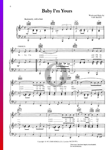 Baby I'm Yours Musik-Noten