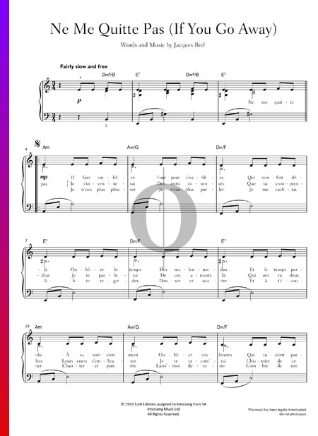 Ne Me Quitte Pas (If You Go Away) Musik-Noten