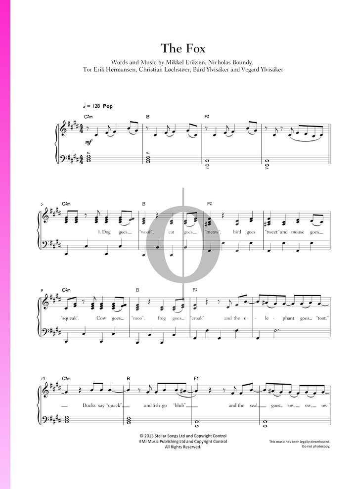 the-fox-what-does-the-fox-say-sheet-music-piano-voice-oktav