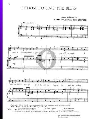 I Chose To Sing The Blues Sheet Music