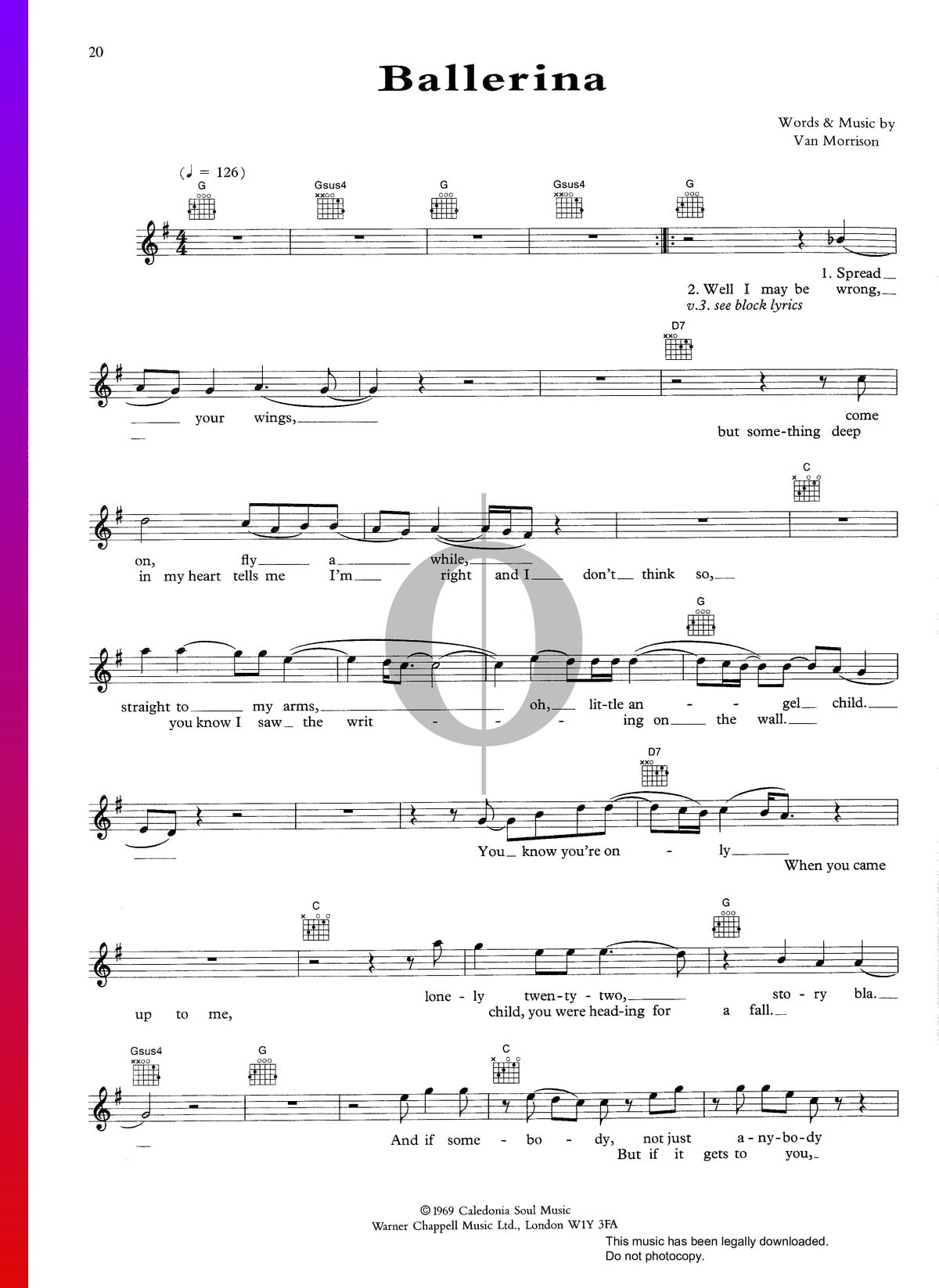 ▷ Ballerina Sheet Music (Piano, Voice, Guitar) - PDF Download & - OKTAV