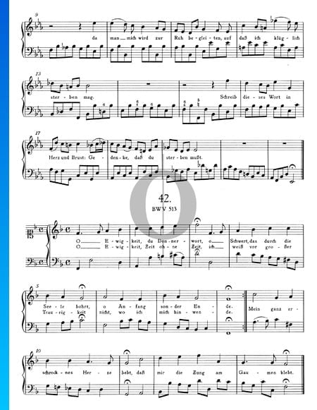 Choral: O Ewigkeit, du Donnerwort, BWV 513 Partition