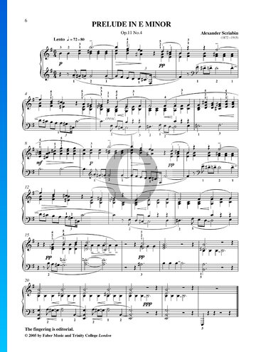 Preludio en mi menor, Op. 11 n.º 4 Partitura