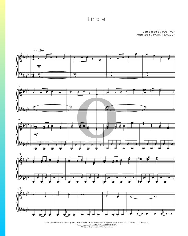 Finale Toby Fox Piano Sheet Music Oktav