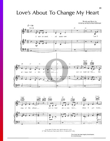 Love's About To Change My Heart Sheet Music