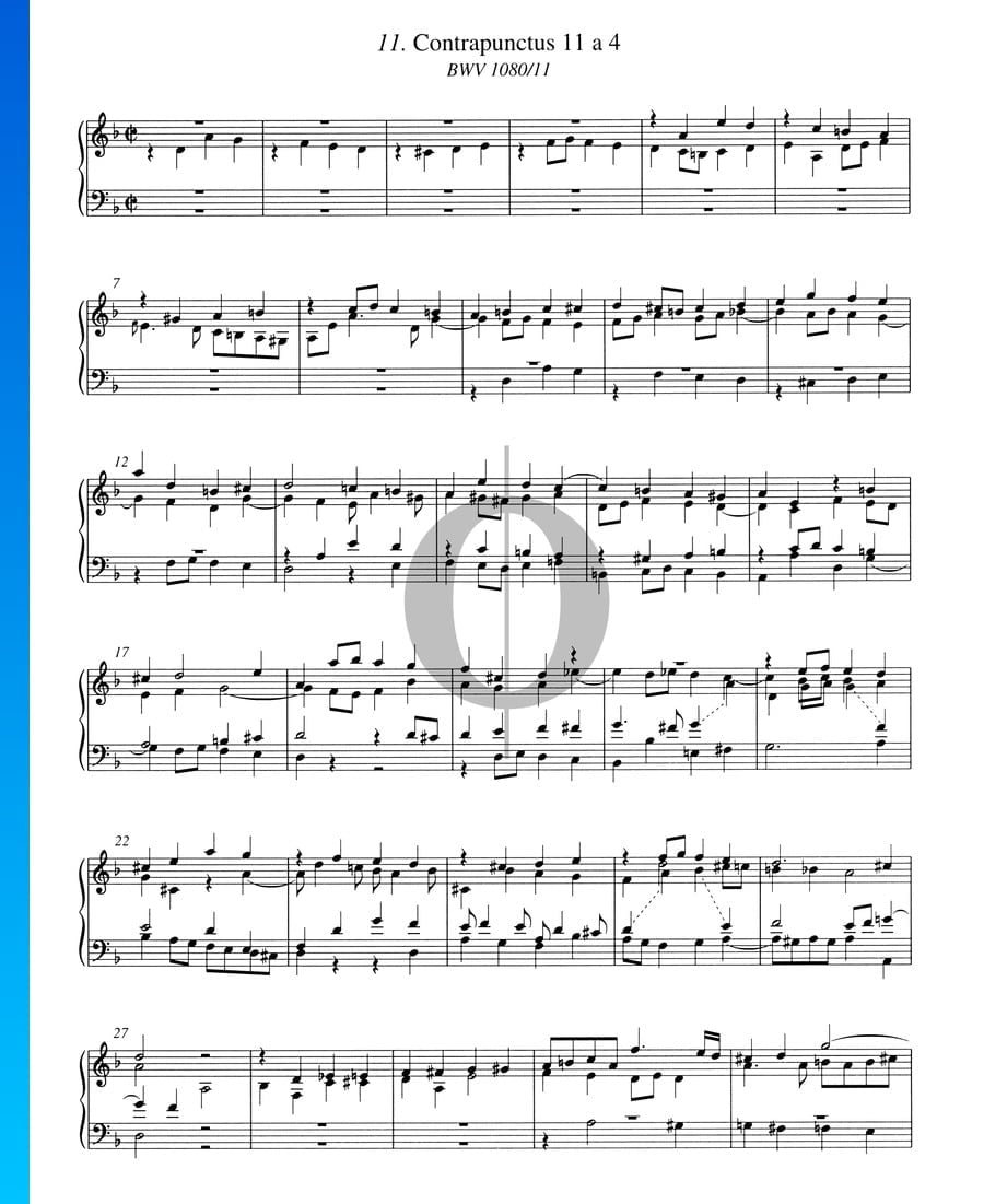 Contrapunctus 11, BWV 1080/11 (Johann Sebastian Bach) Piano Sheet Music ...