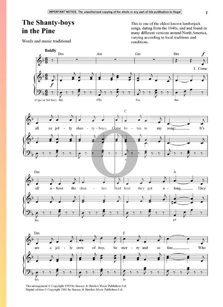 The Shanty-Boys In The Pine Sheet Music