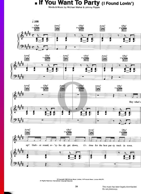 If You Want To Party (I Found Lovin') Sheet Music