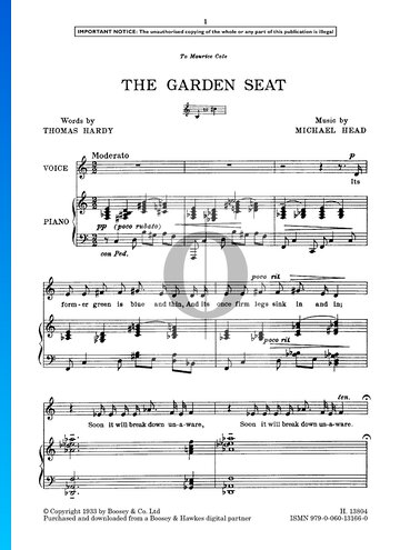 The Garden Seat Sheet Music
