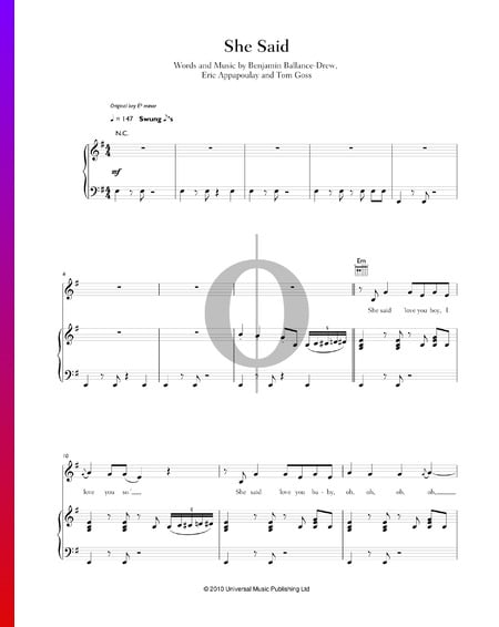 She Said Musik-Noten