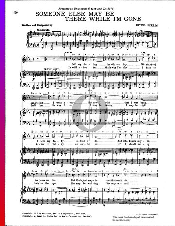 Someone Else May Be There While I'm Gone Sheet Music
