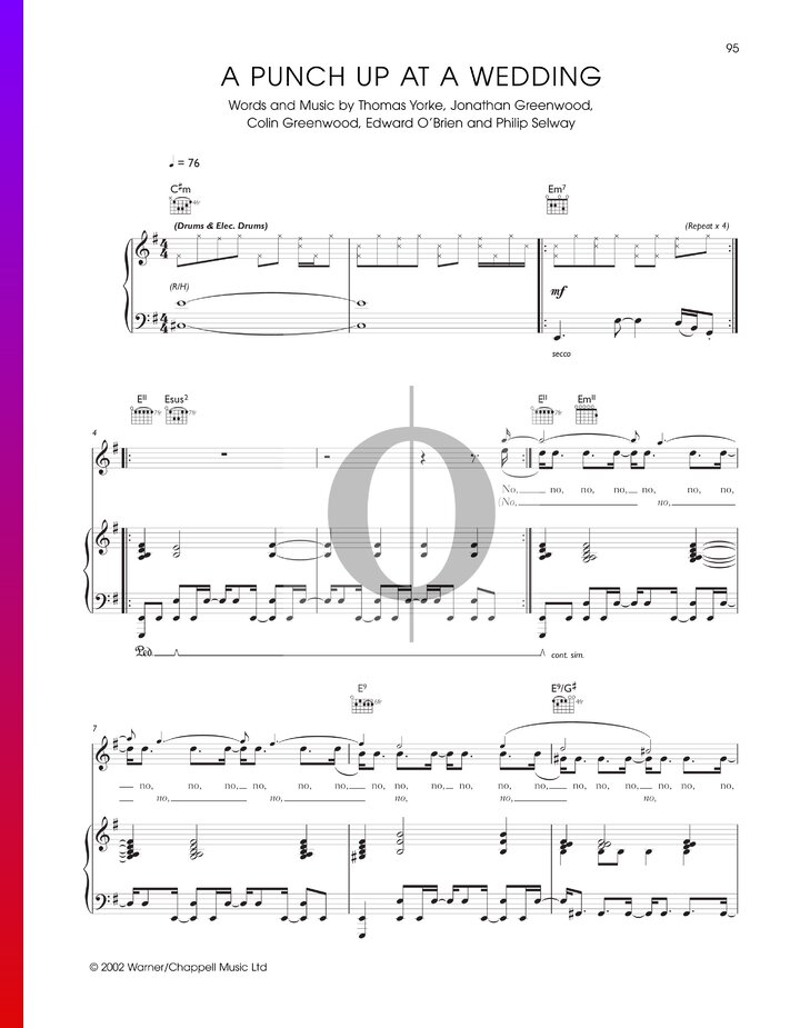 A Punch Up At A Wedding (Radiohead) Piano Sheet Music OKTAV