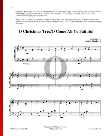O Christmas Tree - O Come All Ye Faithful Sheet Music