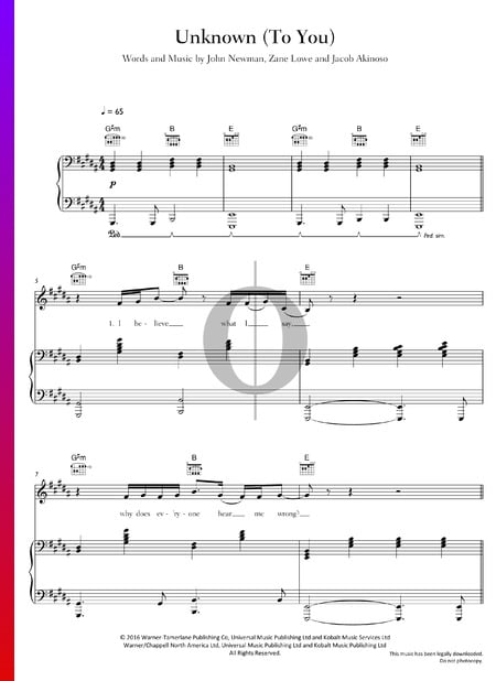 Unknown To You Sheet Music