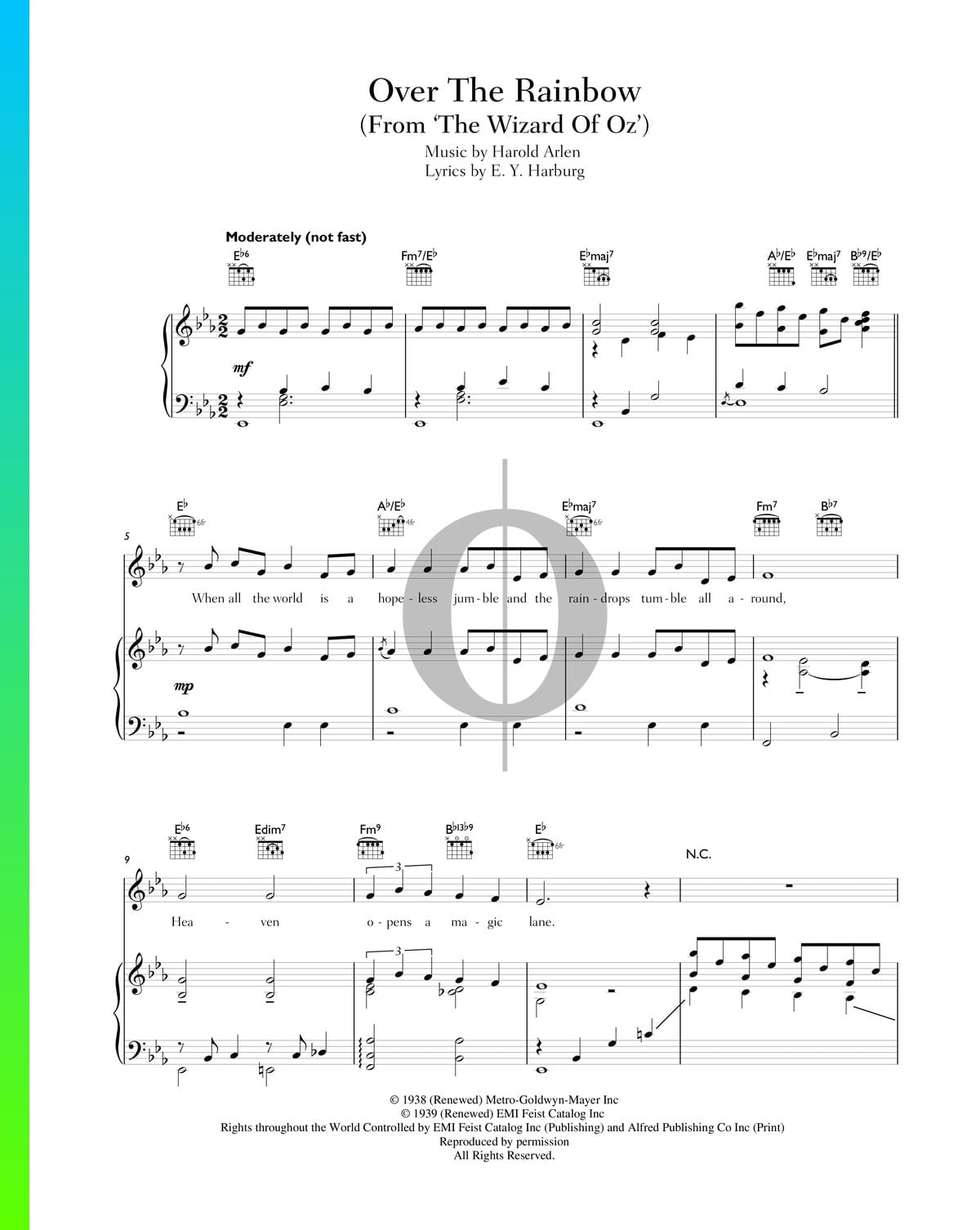 Diacrítico Insignificante Escarpado ▷ Over The Rainbow Sheet Music from The Wizard of Oz by Harold Arlen | PDF  Download - OKTAV