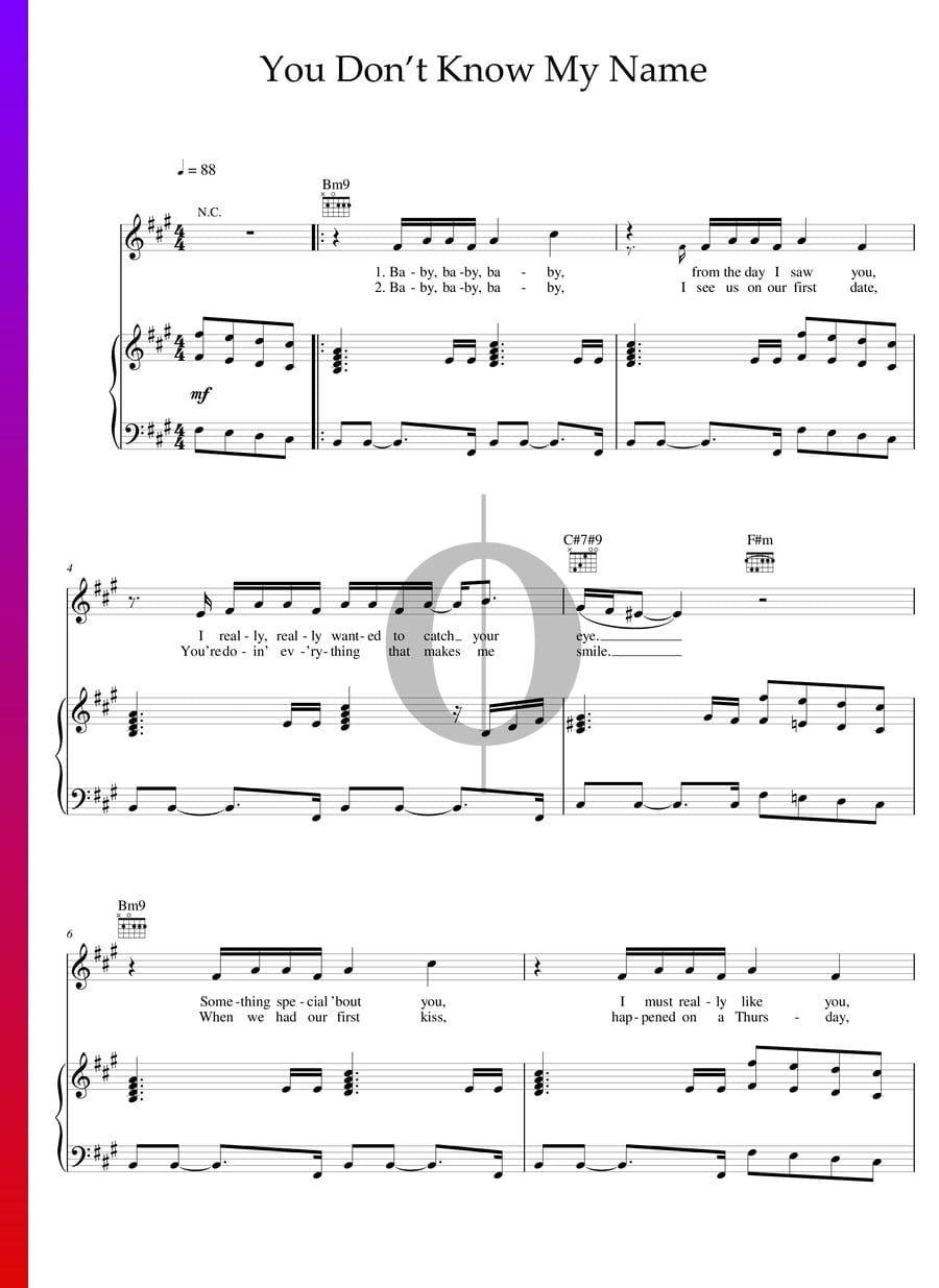 You Don't Know My Name (Alicia Keys) Piano Sheet Music - OKTAV