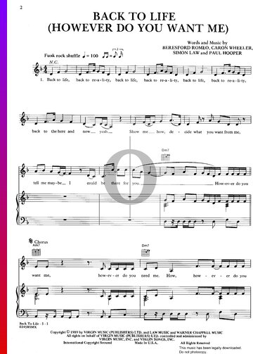 Back To Life (However Do You Want Me) Sheet Music