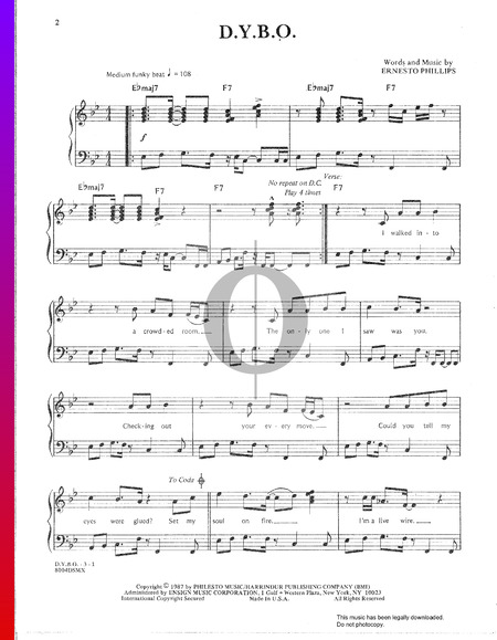 D.Y.B.O. (Dance Your Body Off) Sheet Music