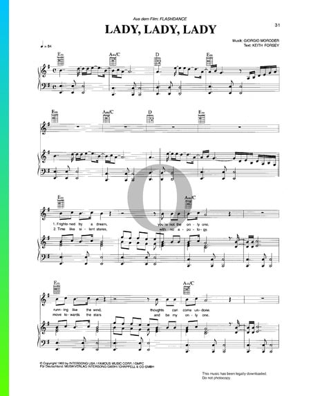 Lady, Lady, Lady Musik-Noten
