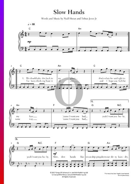 Slow Hands Musik-Noten