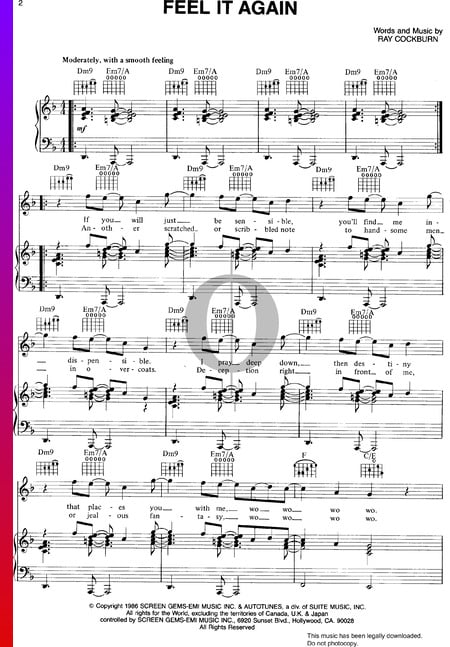 Feel It Again Sheet Music
