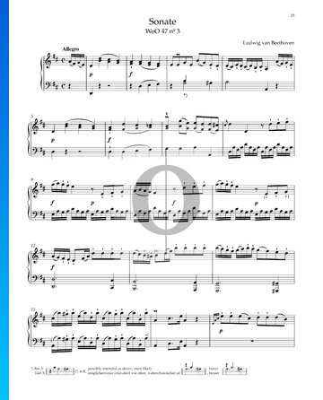 Sonata en re mayor, WoO 47 n.º 3: 1. Allegro Partitura