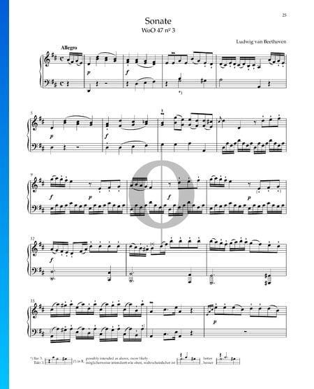 Sonate in D-Dur, WoO 47 Nr. 3: 1. Allegro Musik-Noten