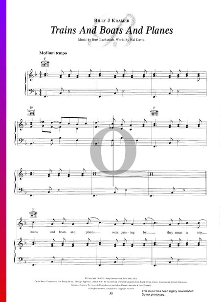 Trains And Boats And Planes Sheet Music