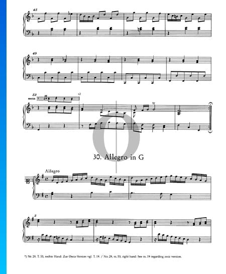 Allegro in G Major, No. 30 Sheet Music