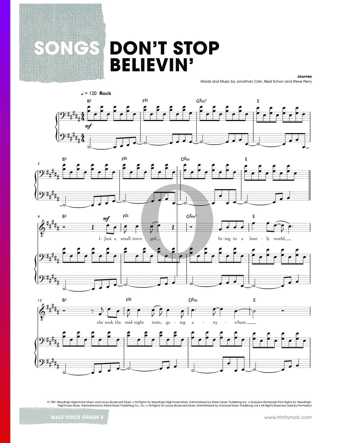 Armonioso Turbina Redondear a la baja Don't Stop Believin' Partitura » Journey (Piano, Voz) | Descarga PDF - OKTAV