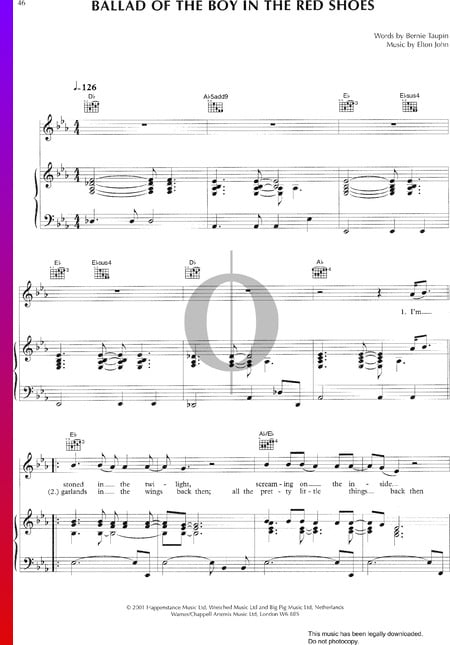 Ballad Of The Boy In The Red Shoes Sheet Music
