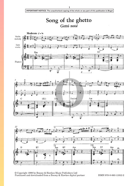 Song Of The Ghetto Musik-Noten