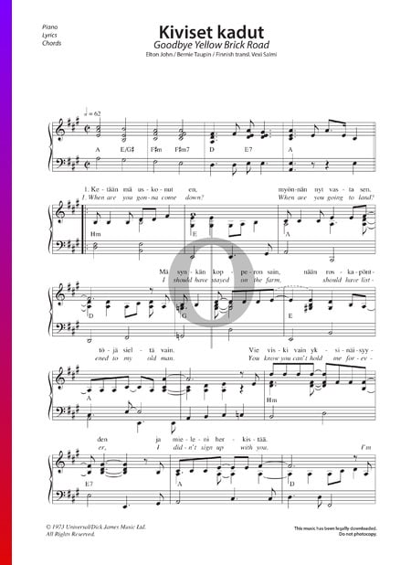 Goodbye Yellow Brick Road Musik-Noten