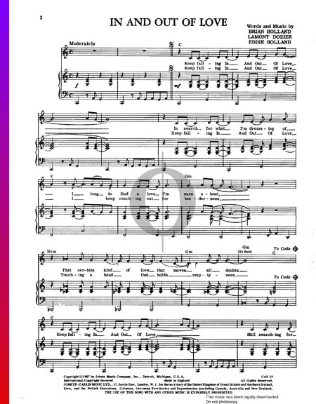 In And Out Of Love Sheet Music