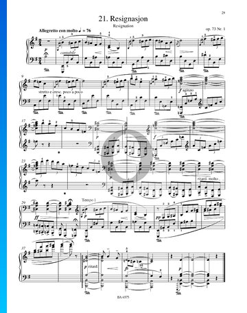 Resignasjon, Op. 73 No. 1 Sheet Music