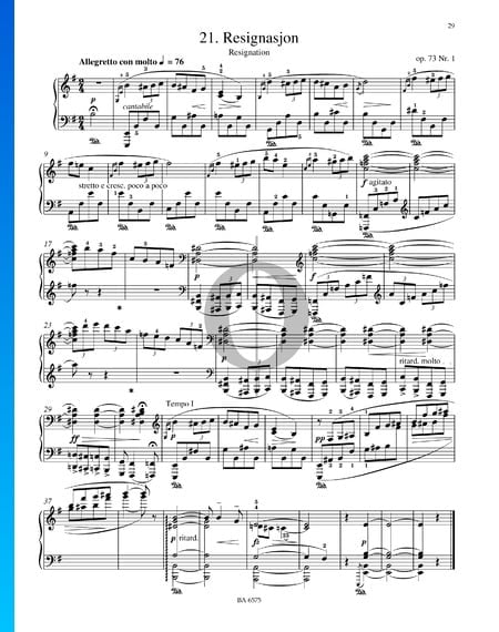 Resignasjon (Resignation), Op. 73 Nr. 1 Musik-Noten