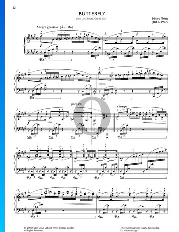 Lyrische Stücke, Op. 43 Nr. 1: Schmetterling Musik-Noten