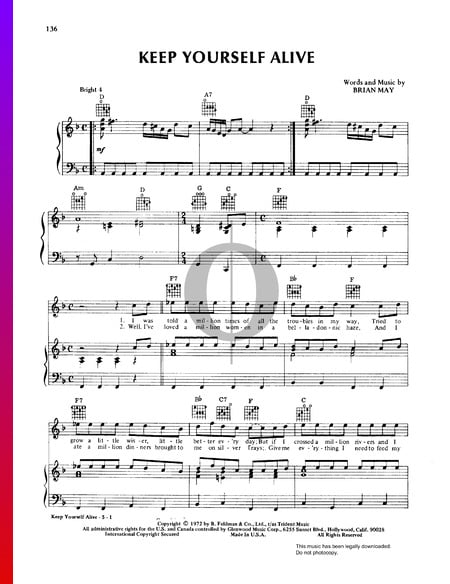 Keep Yourself Alive Sheet Music