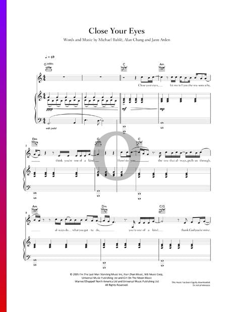 Close Your Eyes Musik-Noten