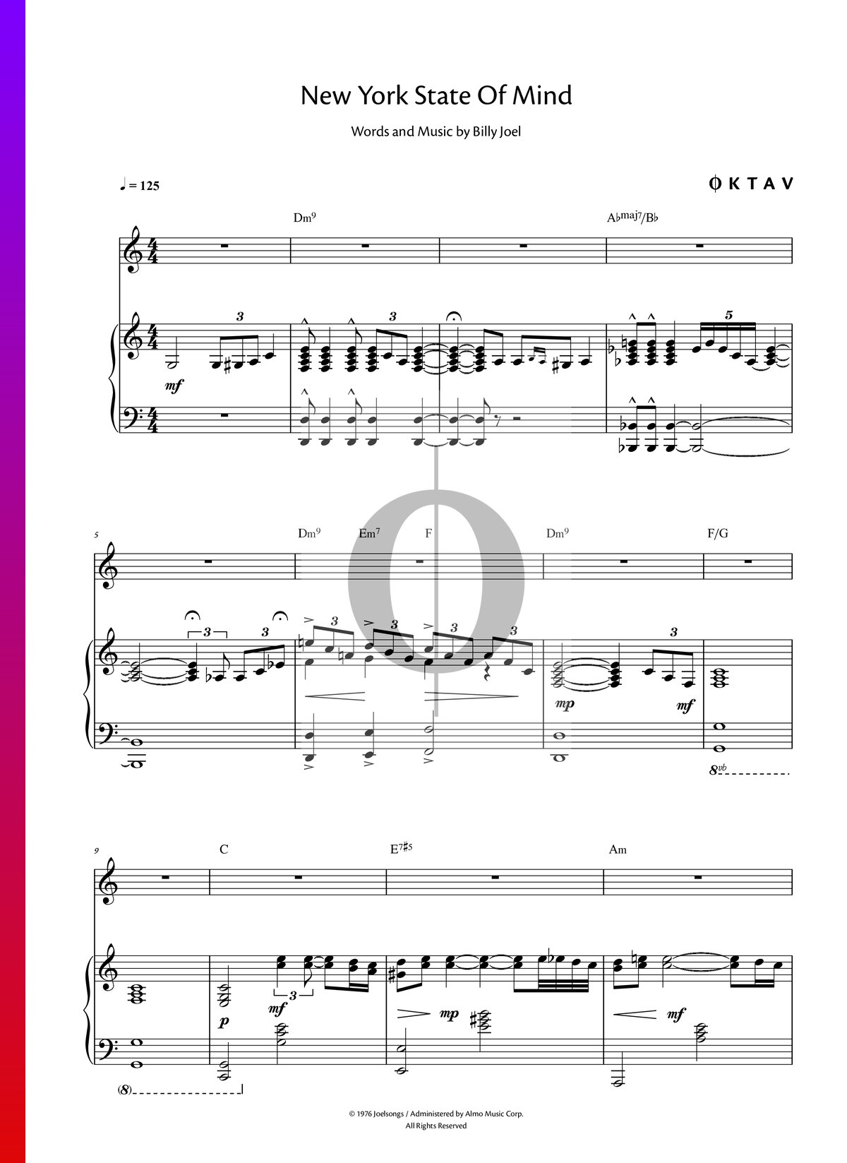 New York State Of Mind Sheet Music Piano Voice OKTAV