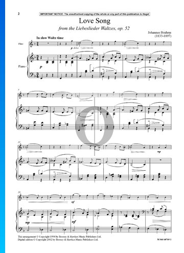 Liebeslieder Waltzes, Op. 52: Love Song Partitura