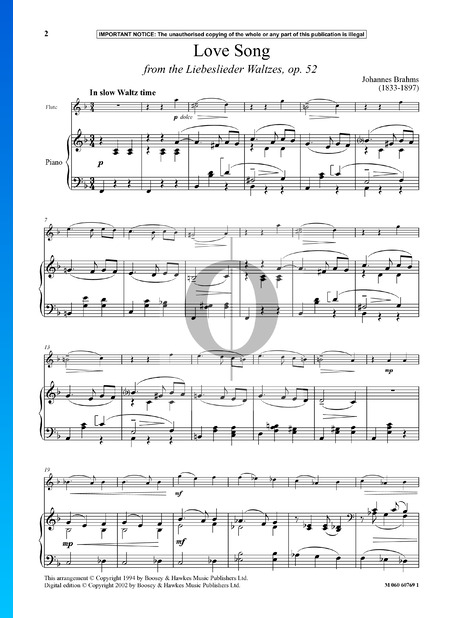 Liebeslieder Waltzes, Op. 52: Love Song Partition