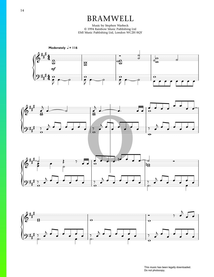 Bramwell Piano Sheet Music from Bramwell by Stephen Warbeck - OKTAV