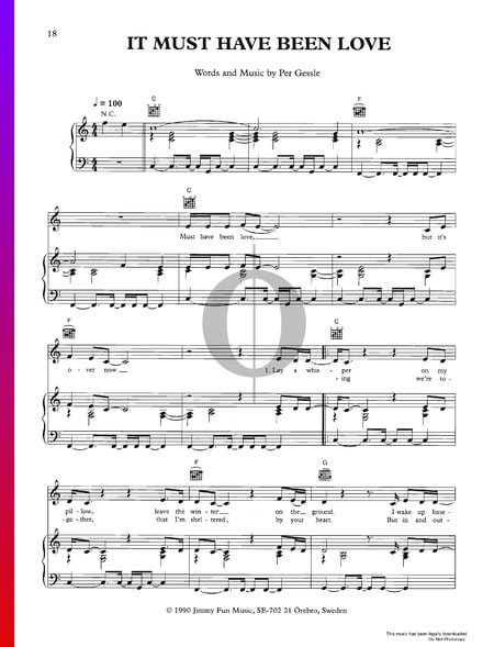 It Must Have Been Love Musik-Noten