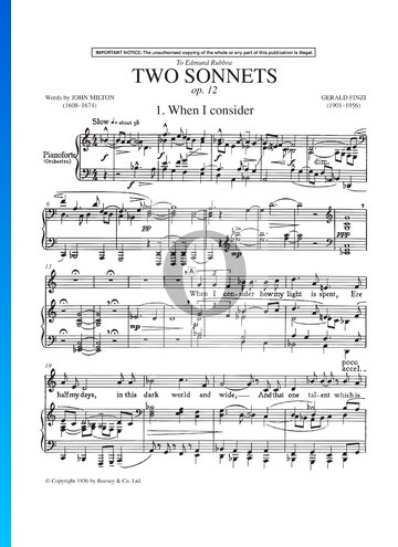 Two Sonnets, Op. 12 Partitura