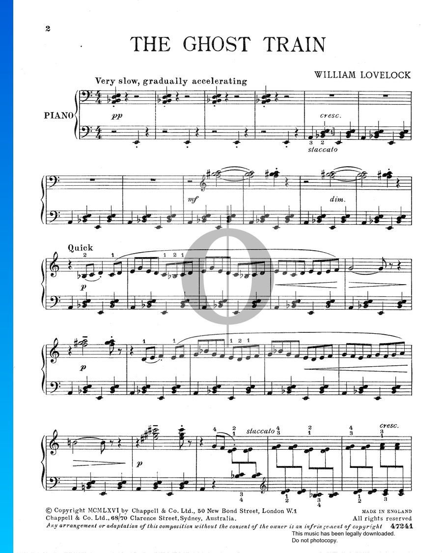 The Ghost Train (William Lovelock) Piano Sheet Music OKTAV