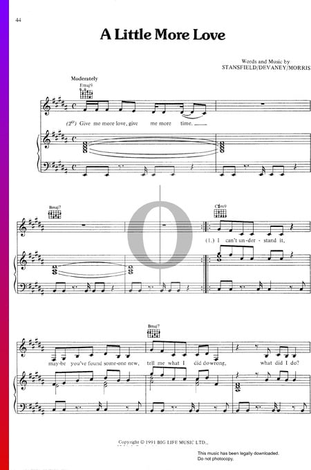 A Little More Love Sheet Music